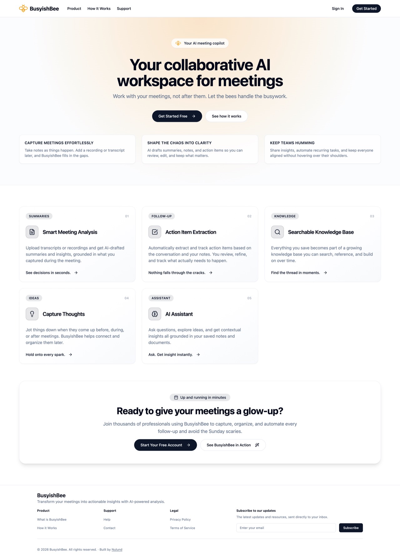 BusyishBee — the page, scrollable