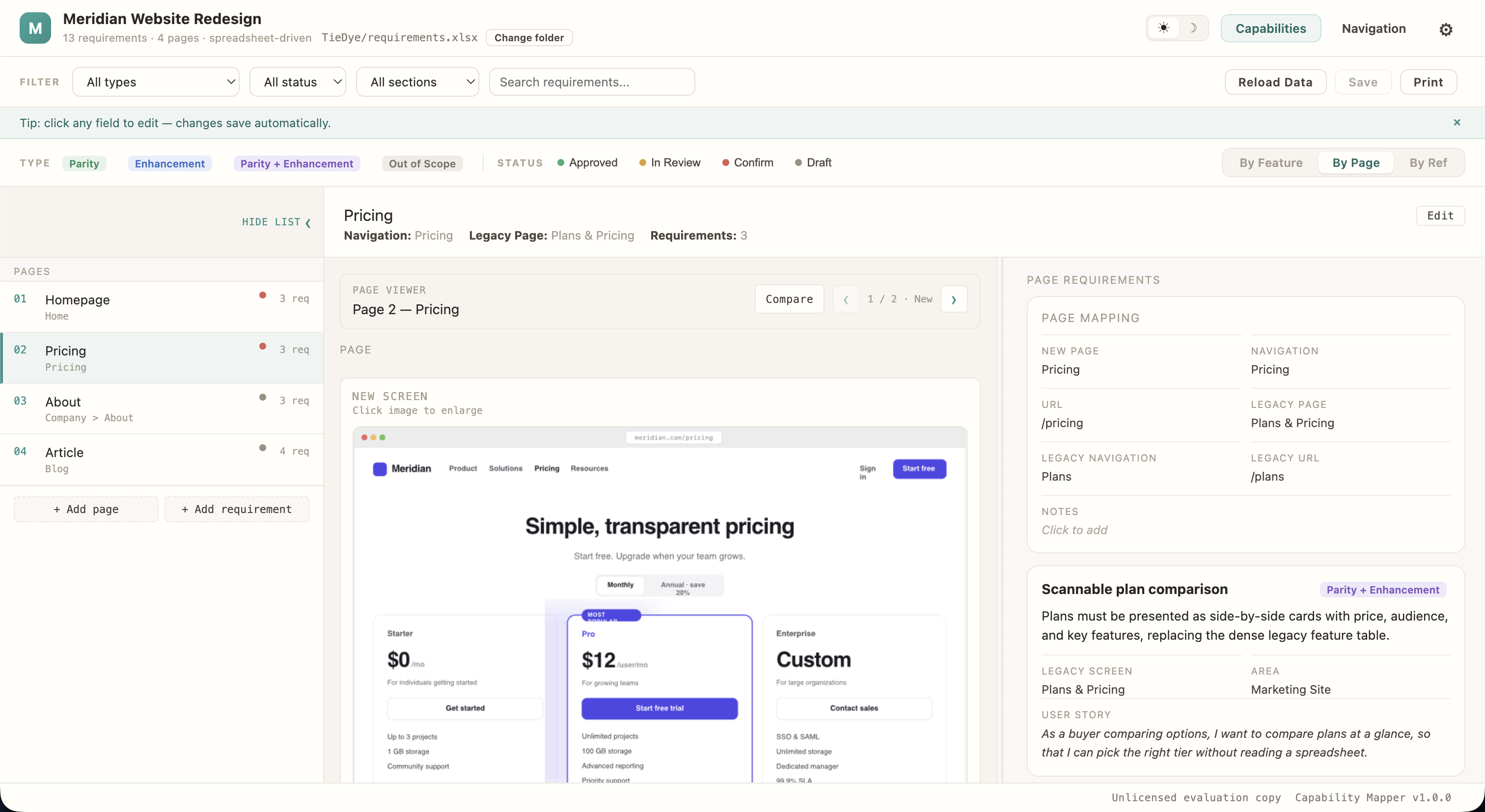 Product Capability Mapper preview