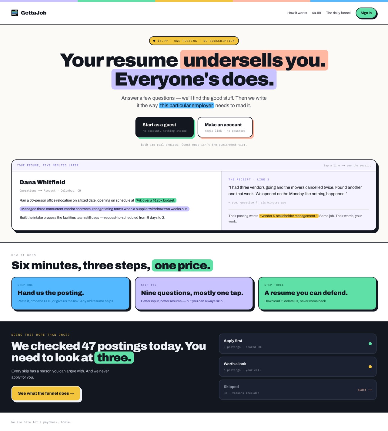 GETTAJOB — the page, scrollable